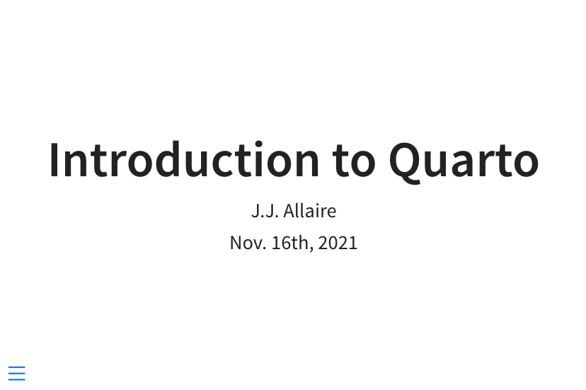 오버레이가 없는 기본 reveal.js 슬라이드 스크린샷.