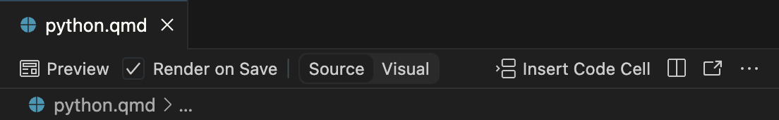 편집기 도구 모음에 Render on Save 옵션이 선택된 상태.