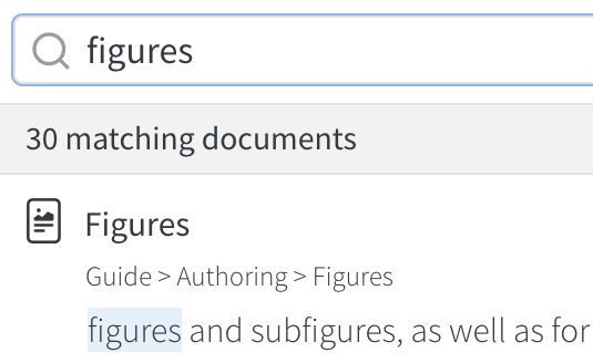 검색 결과 첫 번째 항목 제목 위에 내비게이션 컨텍스트가 표시된 검색 상자.